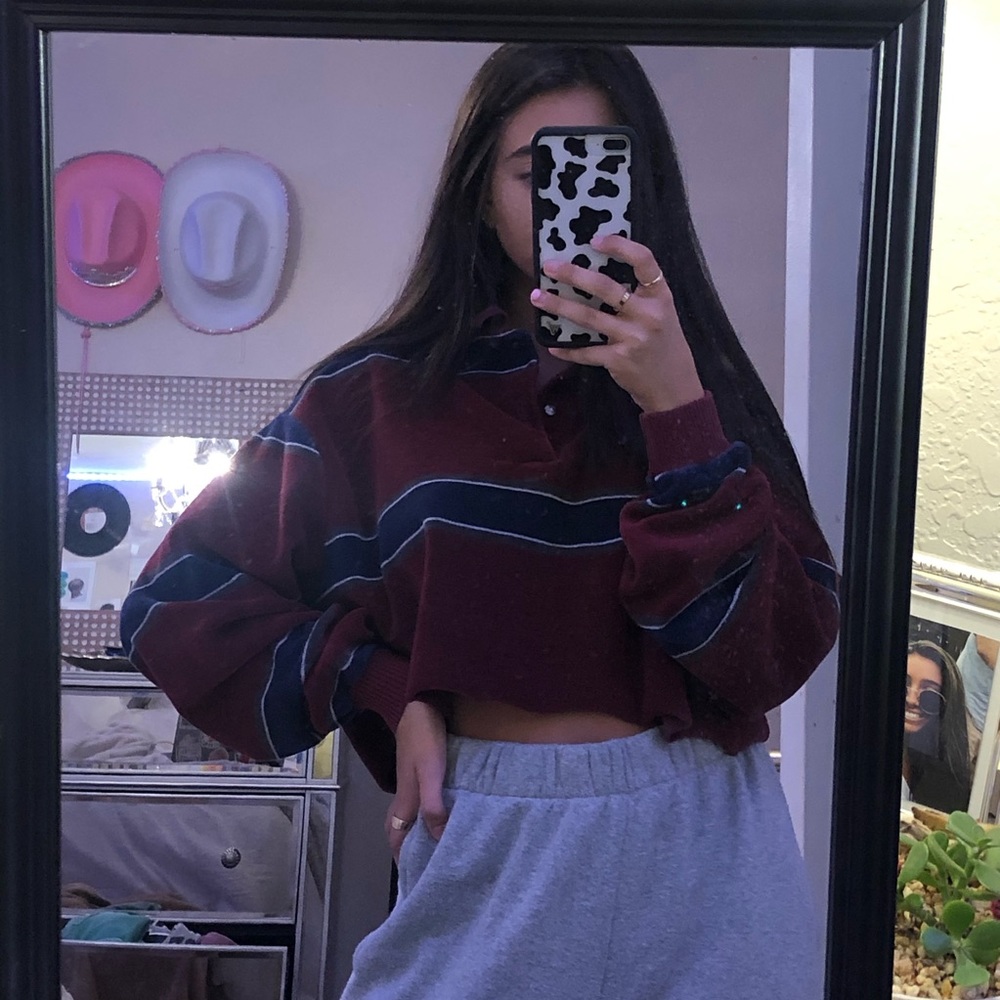 striped cropped pullover